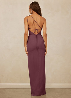 Christian Siriano Bridal for Azazie 1003 Bridesmaid Dresses Sangria Sheath One Shoulder Chiffon Dress image2