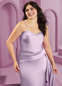 Barbie ♥ Azazie Bridesmaid Dresses Frosted Lilac Sheath Strapless Stretch Satin Convertible Dress image12