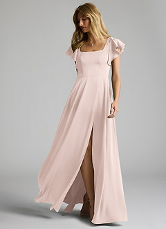 Azazie Bondi Bridesmaid Dresses Blushing Pink A-Line Bow Stretch Satin Dress image6