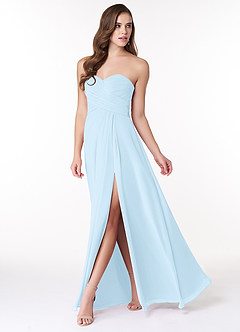 Azazie Arabella Allure Vestidos de damas de honor Vestido de Azul Cielo de Gasa de Corte en A Convertible con Escote de Corazón image3