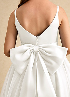 Azazie Patootie Flower Girl Dresses Ivory A-Line Spaghetti Strap Tulle Dress image6
