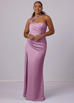Barbie ♥ Azazie Bridesmaid Dresses Wisteria Mermaid One Shoulder Stretch Satin Dress image6