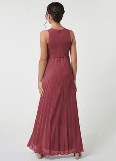 Azazie Lindie Junior Merlot A-Line Pleated Chiffon Dress image2