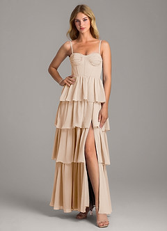 Azazie Alanna Brautjungfernkleider A-Linie Herzausschnitt Chiffon Kleid Alabaster Weiß image3