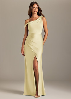 Azazie Madelyn Bridesmaid Dresses Lemon Sorbet Mermaid One Shoulder Stretch Satin Convertible Dress image8