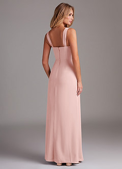 Azazie Denice Bridesmaid Dresses Powder Pink Sheath Pleated Chiffon Dress image6