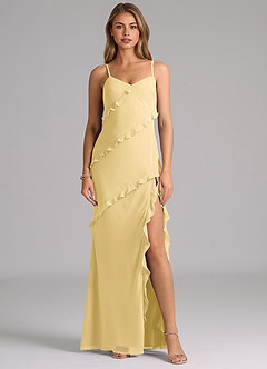 Azazie Nancie Bridesmaid Dresses Butter Mermaid Ruched Chiffon Dress image1