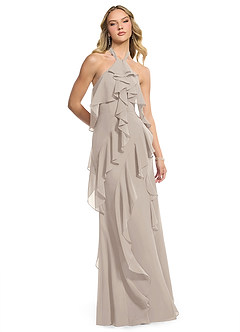 Azazie Velma Bridesmaid Dresses Frost A-Line Side Slit Chiffon Dress image3