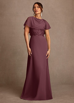 Azazie Frieda Mère de la mariée Robes Robe Trapèze en Mousseline de soie Appliqué Sangria image1
