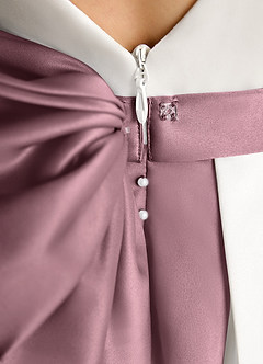 Azazie Cherry Flower Girl Dresses Ivory Vintage Mauve Ball-Gown Pleated Matte Satin Dress image6