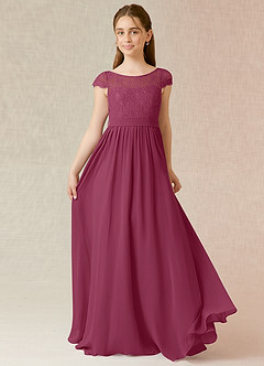 Azazie Silvermist Junior Mulberry A-Line Pleated Chiffon Dress image1