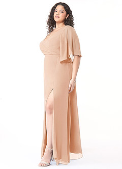 Azazie Cierra Bridesmaid Dresses English Rose A-Line V-Neck Chiffon Dress image19