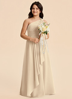 Azazie Skye Junior A-Linie Plissee Chiffon Kleid Champagner image5