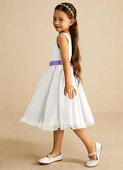Azazie Elina Flower Girl Dresses Ivory Tahiti A-Line Sleeveless Chiffon Dress image4