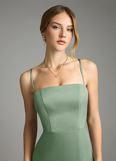 Azazie Wren Bridesmaid Dresses Matcha A-Line Strapless Stretch Satin Convertible Dress image3