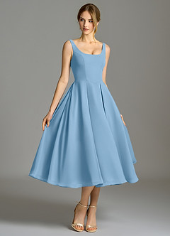 Azazie Amalie Bridesmaid Dresses Steel Blue A-Line Pleated Chiffon Dress image3