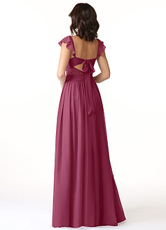 Azazie Lissa Bridesmaid Dresses Mulberry A-Line Lace Chiffon Dress image5