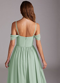 Azazie Calianna Bridesmaid Dresses Agave A-Line Off the Shoulder Chiffon Convertible Dress image9