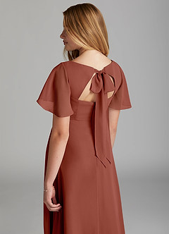 Azazie Kimber Junior Bronzer A-Line Pleated Chiffon Dress image4