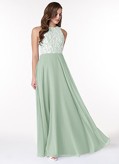 Azazie Kate Final Sale Agave A-Line Lace Chiffon Dress image4