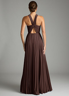 Azazie Afra Abiti da Damigella Abito A-Line in Chiffon Plissettato Ganache image2