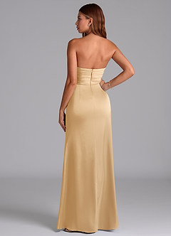 Azazie Claudelle Jurken voor bruidsmeisjes Jurk van Stretch Satijn met Zeemeermin Strapless Goud image7