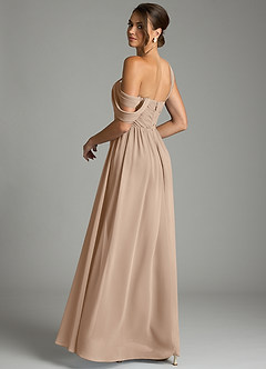 Azazie Kassandra 신부 들러리 드레스 A라인 오프 더 숄더 쉬폰 바닥 길이 드레스 image6