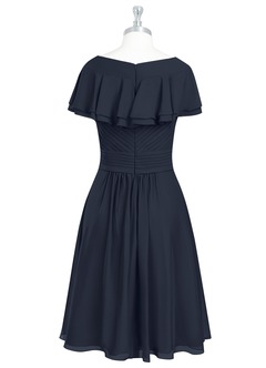 Azazie Hadley Modest Bridesmaid Dresses A-Line Pleated Chiffon Knee-Length Dress image9