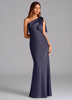 Azazie Yuanna Jurken voor bruidsmeisjes Jurk van Stretch Satijn met Zeemeermin One-Shoulder Stormachtig image5