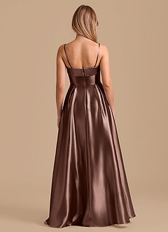 Azazie Lucienne Robes de demoiselle d'honneur Robe Trapèze en Satiné métallisé Plissée Expresso image2