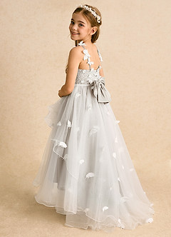 Azazie Darlina Robe Demoiselle D'honneur Fillette Robe Princesse en Tulle Dentelle Ivoire Givre image8