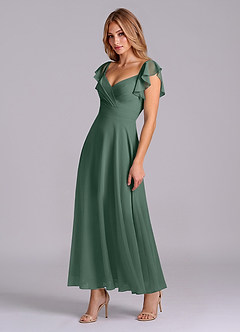Azazie Leilani Bridesmaid Dresses Sea Moss A-Line Ruched Chiffon Dress image4
