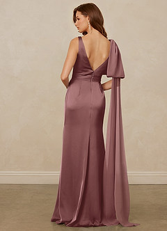 Christian Siriano Bridal for Azazie 1011 Bridesmaid Dresses Vintage Mauve Mermaid Bow Stretch Satin Dress image2