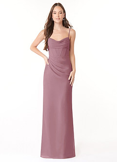 Azazie Mai Bridesmaid Dresses Vintage Mauve Sheath Pleated Chiffon Dress image1