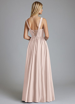 Azazie Delmie Brautjungfernkleider A-Linie Korsett Stretch-Satin Kleid Zartrosa image2