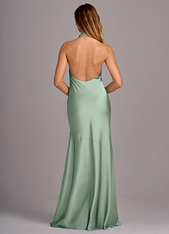 Azazie Lorena Robes de demoiselle d'honneur Robe Sirène en Satin extensible Plissée Agave image2