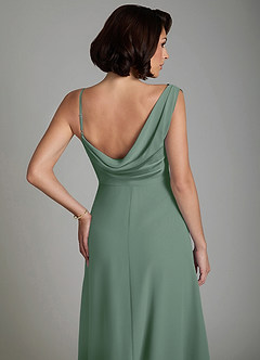 Azazie True Bridesmaid Dresses Eucalyptus A-Line Pleated Chiffon Dress image4