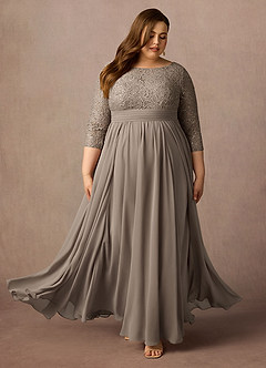 Azazie Carmena Kleider für die Brautmutter A-Linie Pailletten Chiffon Kleid Taupe image6