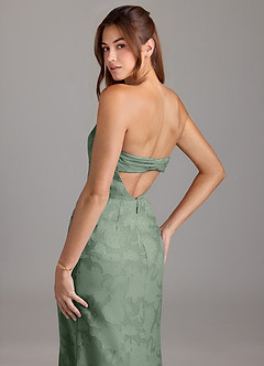 Azazie Leonis Bridesmaid Dresses Matcha Sheath Strapless Floral Burnout Convertible Dress image7