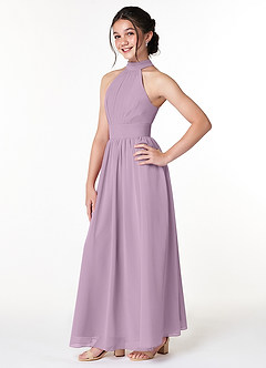 Azazie Iman A-Line Pleated Chiffon Floor-Length Junior Bridesmaid Dress image3