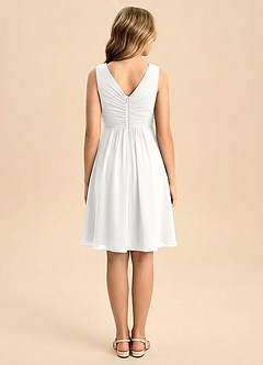 Azazie Skyla Junior White A-Line Pleated Chiffon Dress image2