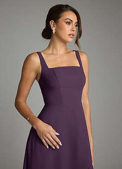 Azazie Debra Bridesmaid Dresses Plum A-Line with Pockets Chiffon Convertible Dress image3