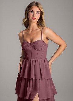 Azazie Alanna Bridesmaid Dresses Sangria A-Line Sweetheart Neckline Chiffon Dress image2