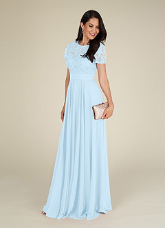 Azazie Annette Mother of the Bride Dresses Sky Blue A-Line Lace Chiffon Dress image4