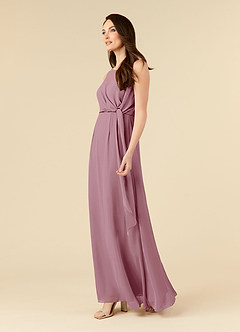 Azazie Marchioness Mother of the Bride Dresses Vintage Mauve A-Line Scoop Pleated Chiffon Dress image3