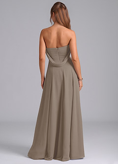 Azazie Almina Jurken voor bruidsmeisjes Converteerbaar Jurk van Chiffon met A-Lijn Off the Shoulder Taupe image7
