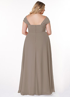 Azazie Kaitlynn Bridesmaid Dresses Taupe Empire Ruched Chiffon Convertible Dress image11
