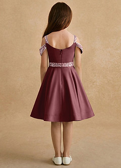 Azazie Judi Jurken voor bloemenmeisjes A-Lijn Jurk van Mat Satijn Woestijnroos image2