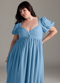 Azazie Madisynn Maternity Bridesmaid Dresses Bow Chiffon Floor-Length Dress image5
