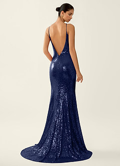 Astraea Chartreuse Sparkly V-neck Open Back Mermaid Prom Dress image2